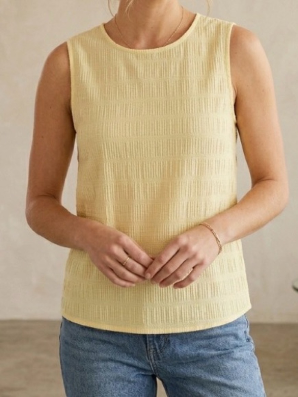 Zac & Rachel Women’s Textured Sleeveless Blouse Light Yellow Size Large